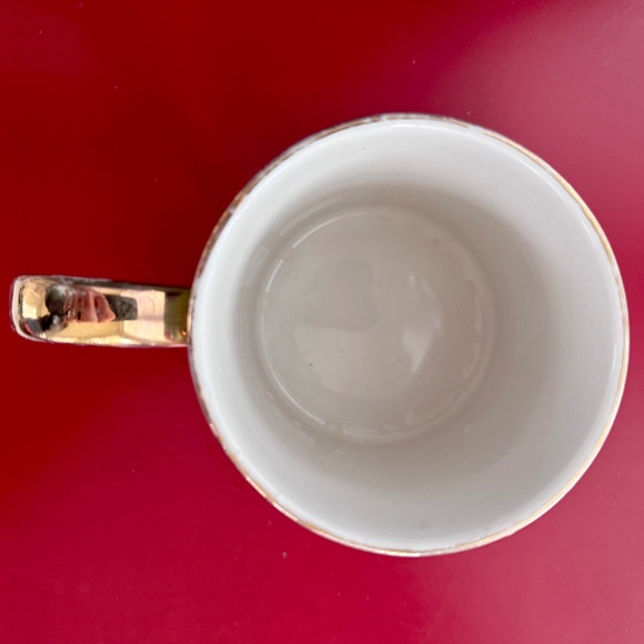 Anthropologie Rifle Paper Company Initial K Mug Monogram Aqua Floral Gold Trim - Picture 4 of 5